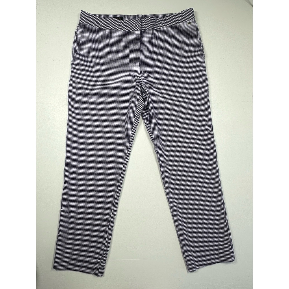 Women's Purple White Gingham Crop Chinos by Escada, Sz: 40 (b50)